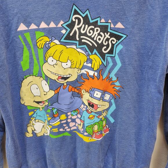 Nickelodeon Rugrats Sweatshirt Womens Small Blue Crew Neck Long Sleeve Shirt Top - Picture 5 of 11